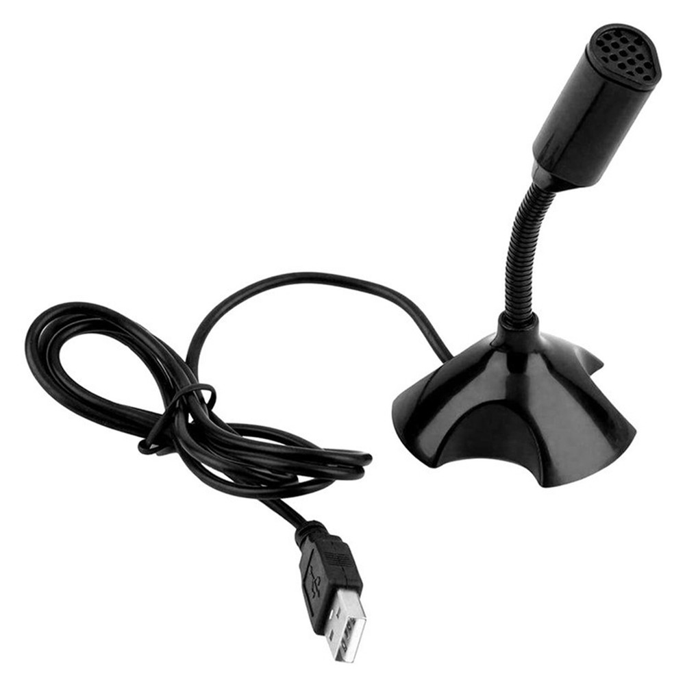 Black USB Mini Desktop Speech Microphone Stand for PC Laptop Computer Notebook D