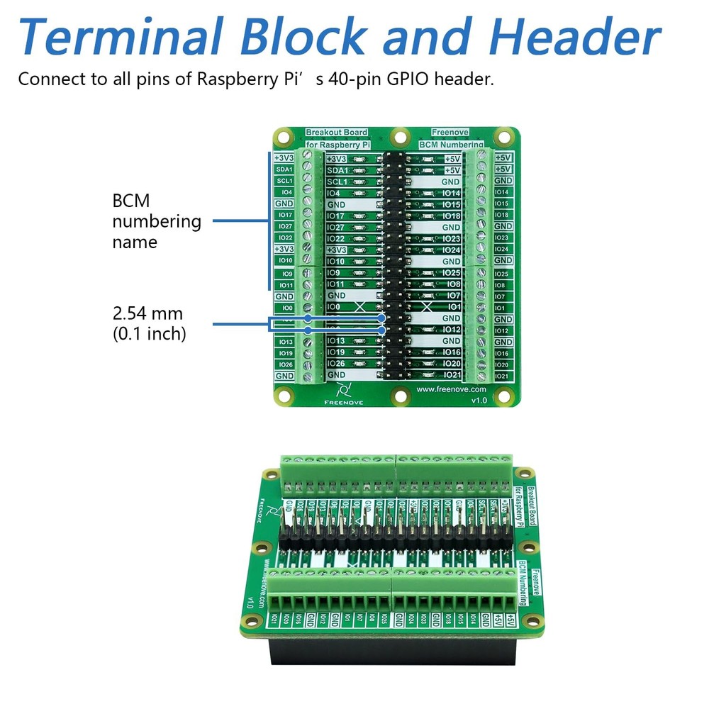 Breakout Board Terminal Block Shield HAT GPIO Status LED Raspberry Pi