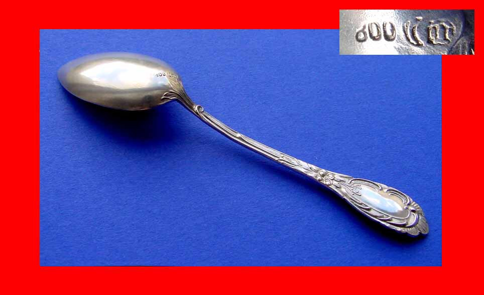 Gorgeous Rococo Mocca Spoon Coffee Spoon 800er Silver A399