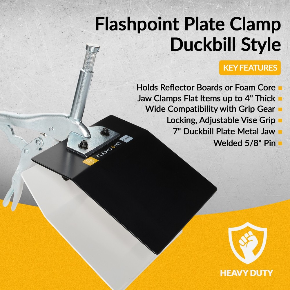 Flashpoint Duckbill Style Plate Clamp, Black/White #PC-DB-BW