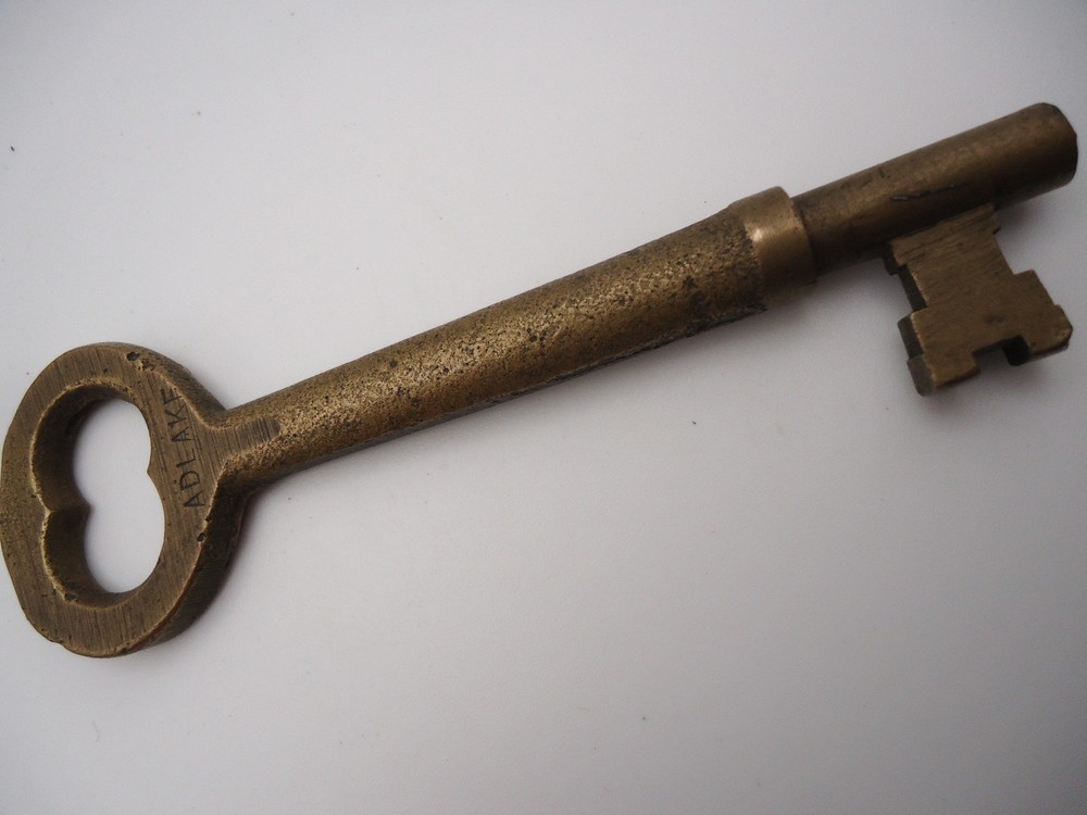 Antique Vintage Adlake Solid Brass Skeleton Key 3.5" Long