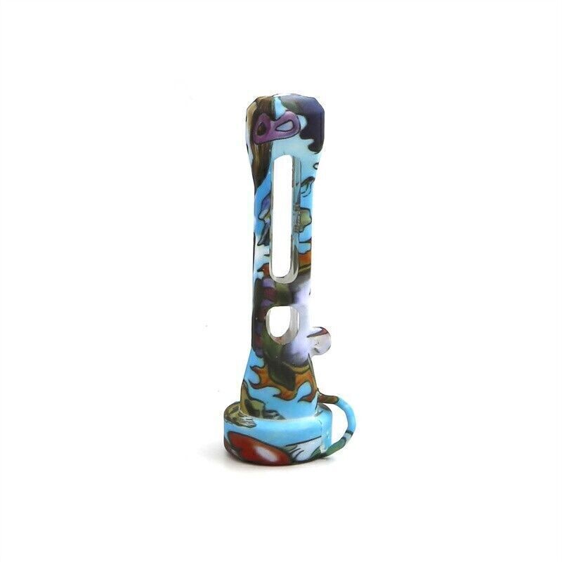 Randomized Print Portable Silicone Cigarette Pipe with Cap Durable Fast Shipping