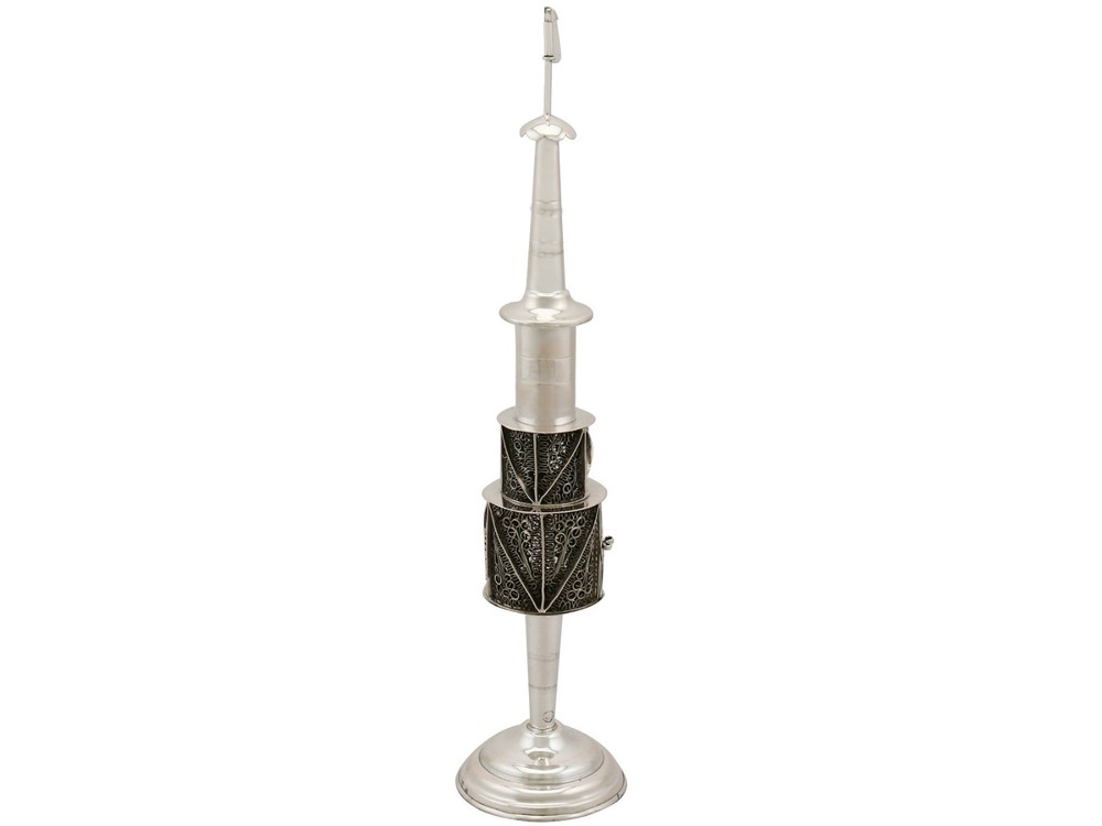 Antique German Silver Spice Tower Circa 1880