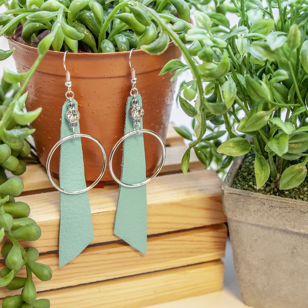 Leather Premium Trim Piece 8"X11" Turquoise