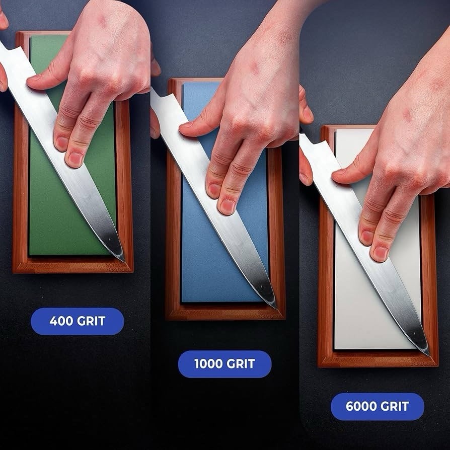 Sharp Pebble Knife Sharpening Stones Kit -Grits 400/1000/6000