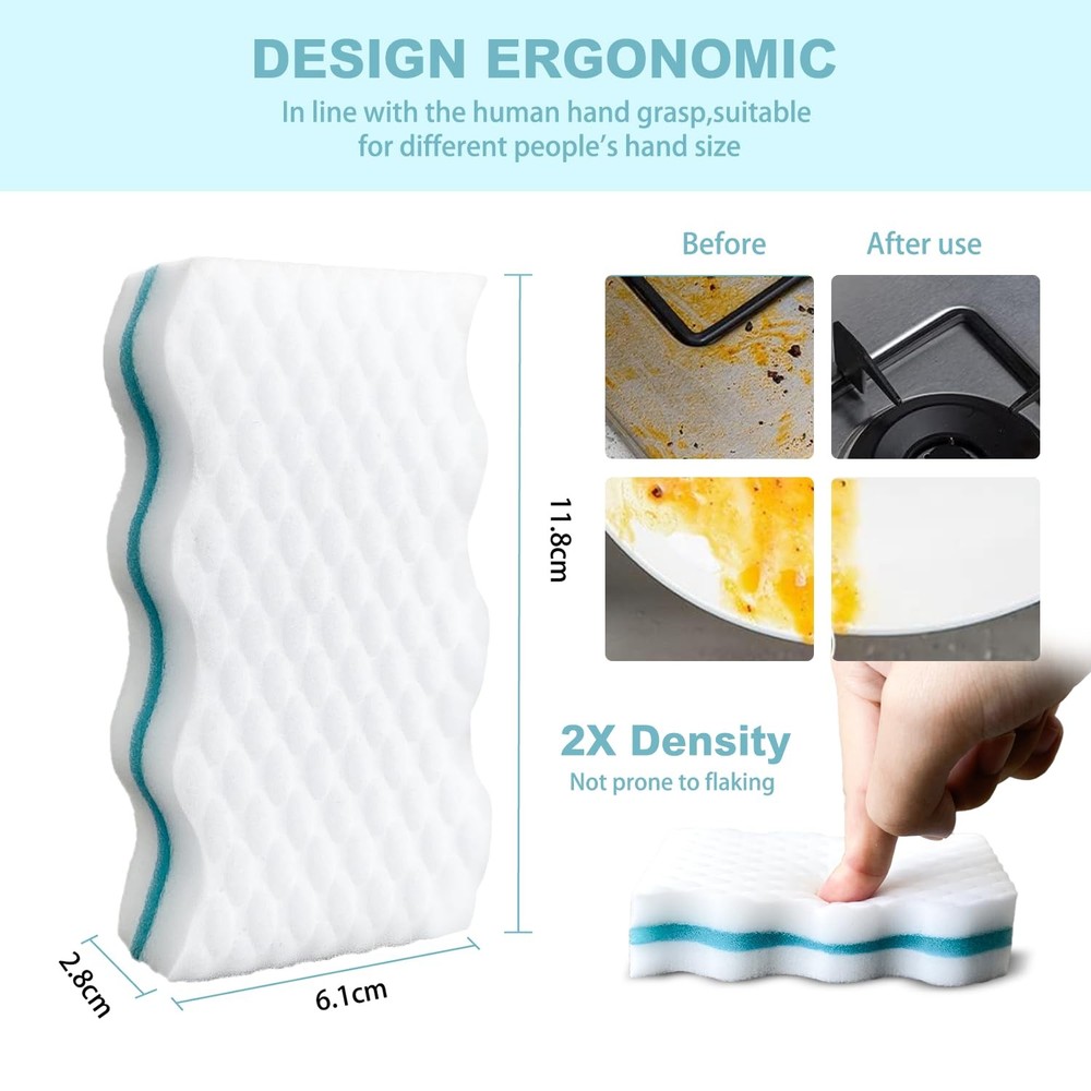 BINI'S Magic Sponge Eraser, Extra Durable, Multi 6 Count (Pack of 1), White