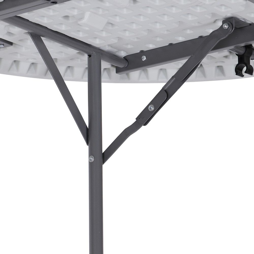2PCS 4' Round Bi-Folding Camping Table Plastic Dining Card Table Kitchen Outdoor