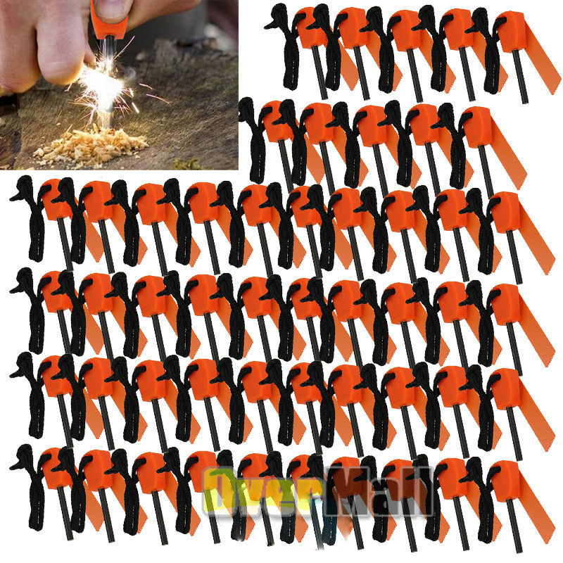 100Pcs Mini Emergency Flint Fire Starter Rod Lighter Magnesium Camping Tool Kits