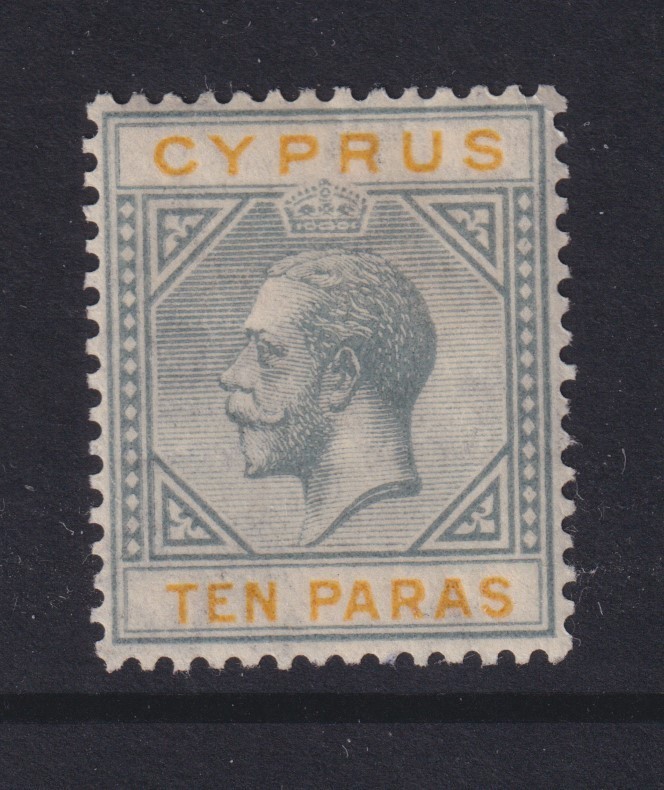 CYPRUS, 1923 KGV, Script CA, 10pa. Grey & Yellow, lhm.