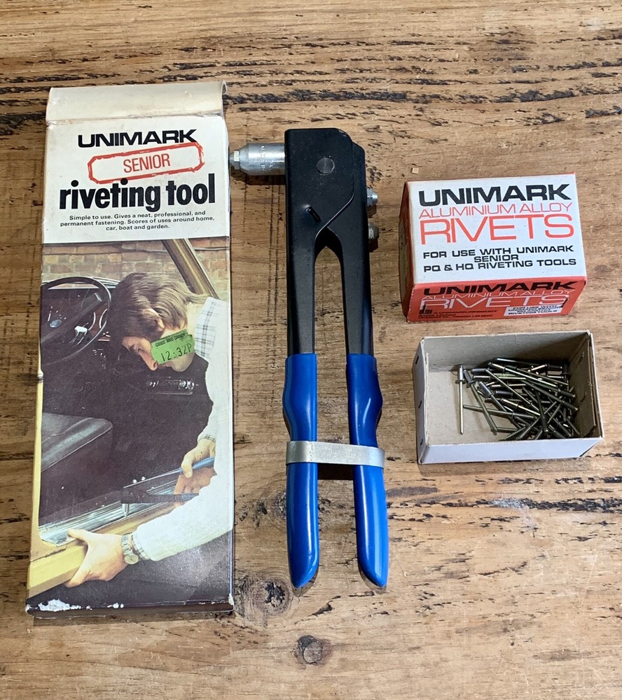 Vintage UNIMARK senior Riveting Tool & Rivets