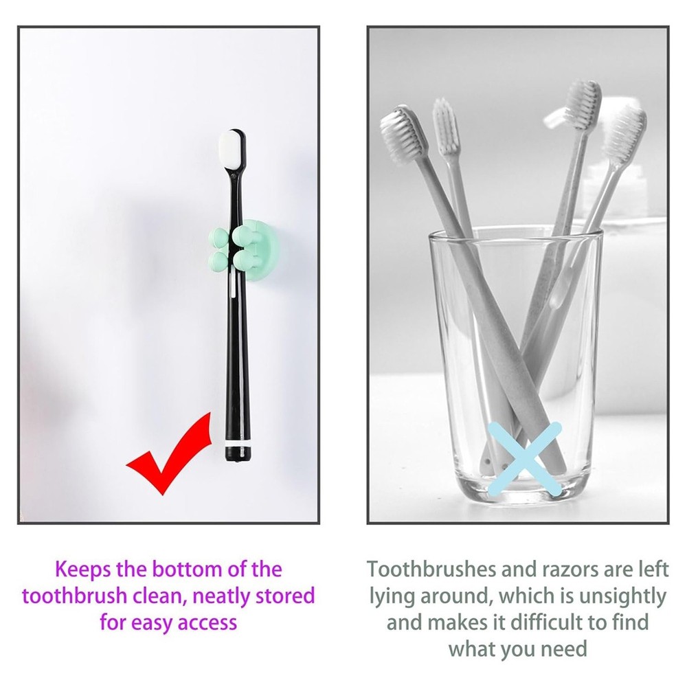 4Pcs Silicone Toothbrush Holders - Multi-Function Self Adhesive Wall7854