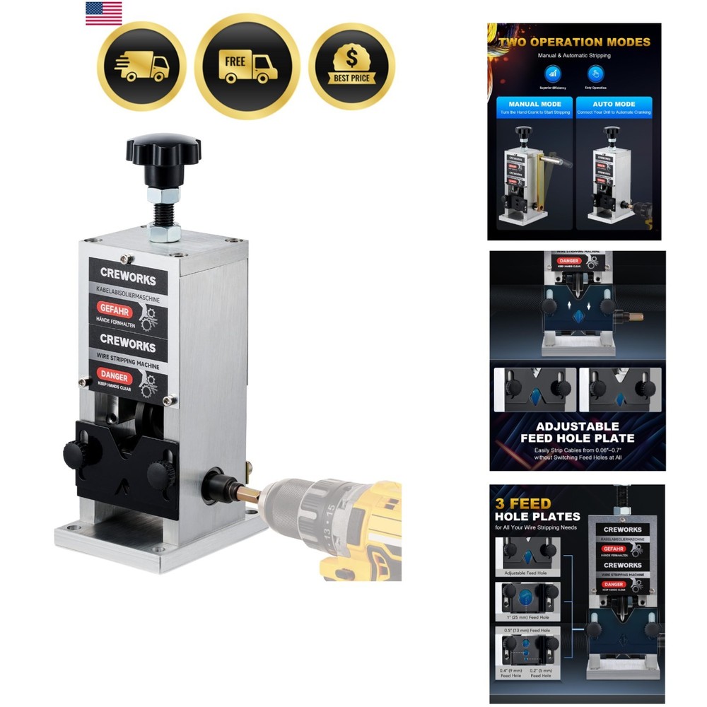 CREWORKS Manual Wire Stripper Machine, 0.06"-1" Wire Stripping Machine, Wire...