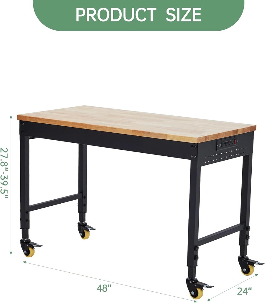 48" x24"Heavy-Duty Adjustable Workbench 2000 LB Capacity Garage Work Table