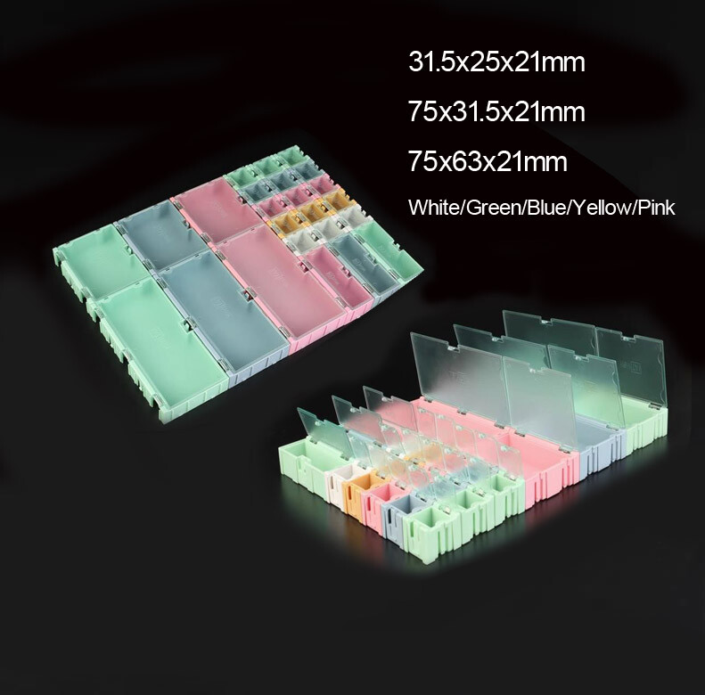 Electronic Case Component Boxes Storage SMT SMD Box Multiple Colors & Sizes