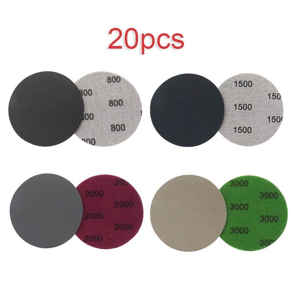 20pcs Sandpaper Discs 800 1500 2000 3000 Grit High Flexibility Hook&Loop