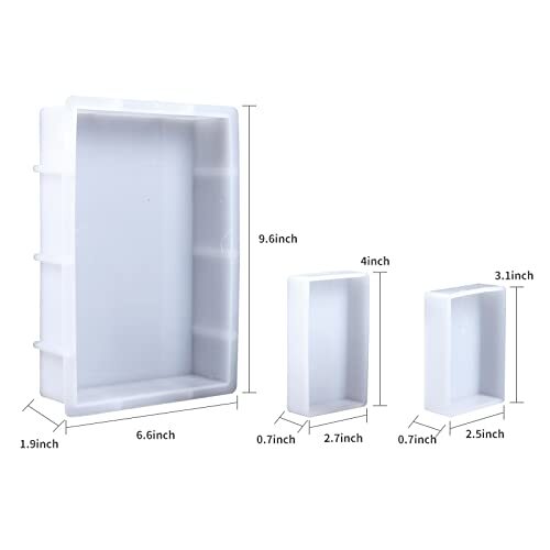 3 Pcs Rectangular Silicone Molds for Resin Large Resin Mold Glossy Deep Square