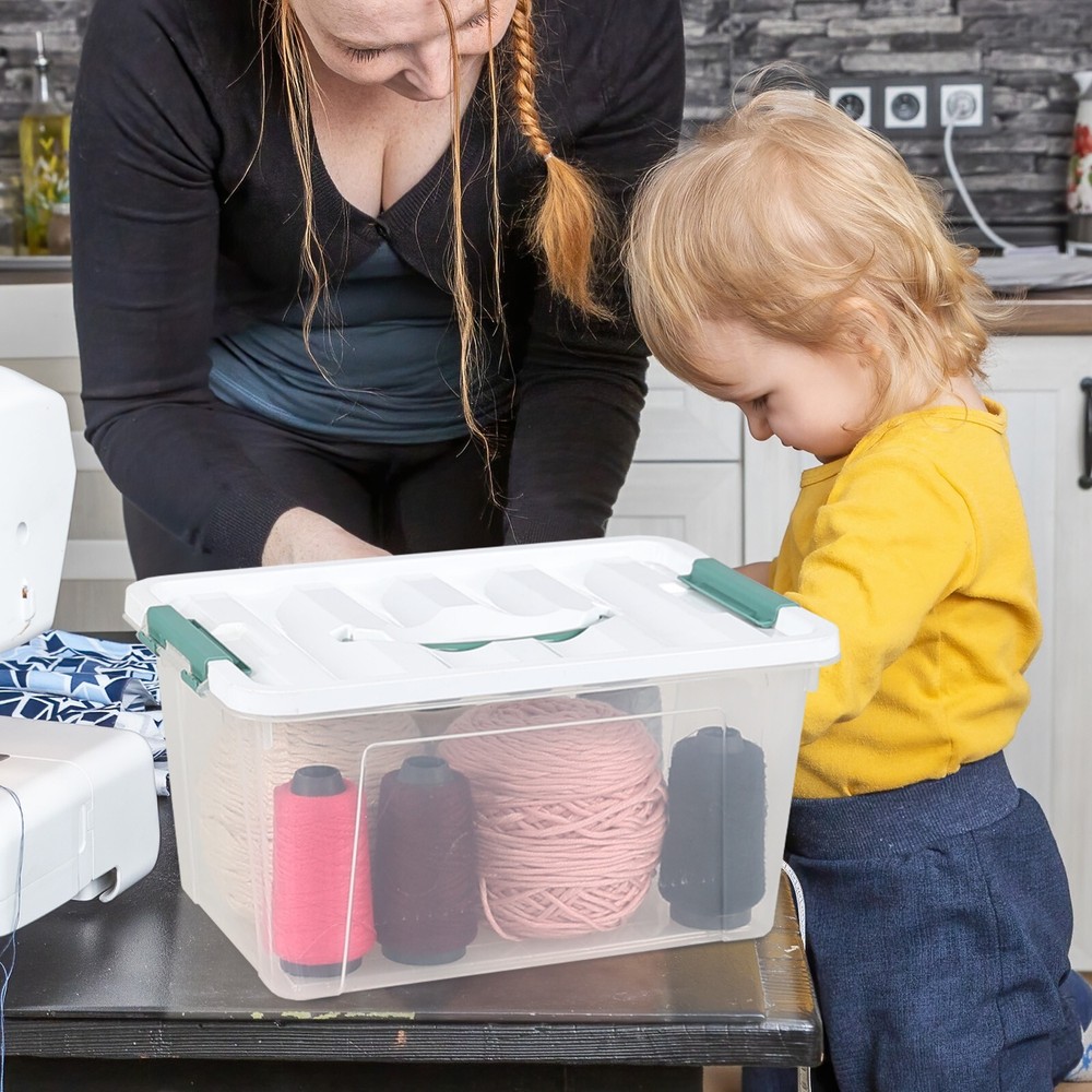 Kekow 14 Quart Latching Storage Box, Stackable Storage Bin with Lid, 8 Pack