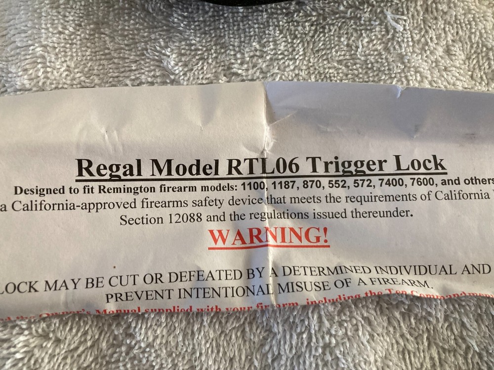 Trigger Lock Regal ModelRTL06 for Remington Firearms.