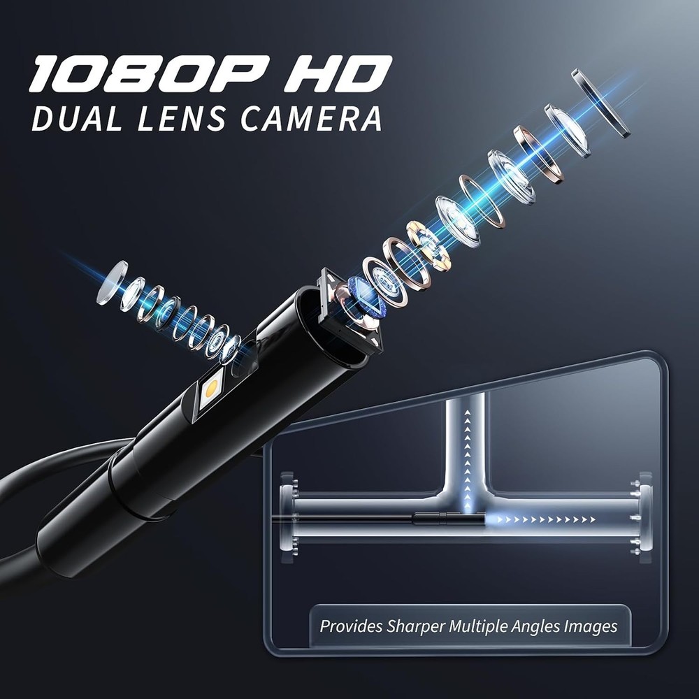 Endoscope Camera with Light, Inspection Borescope Camera with 4.3" IPS Screen...