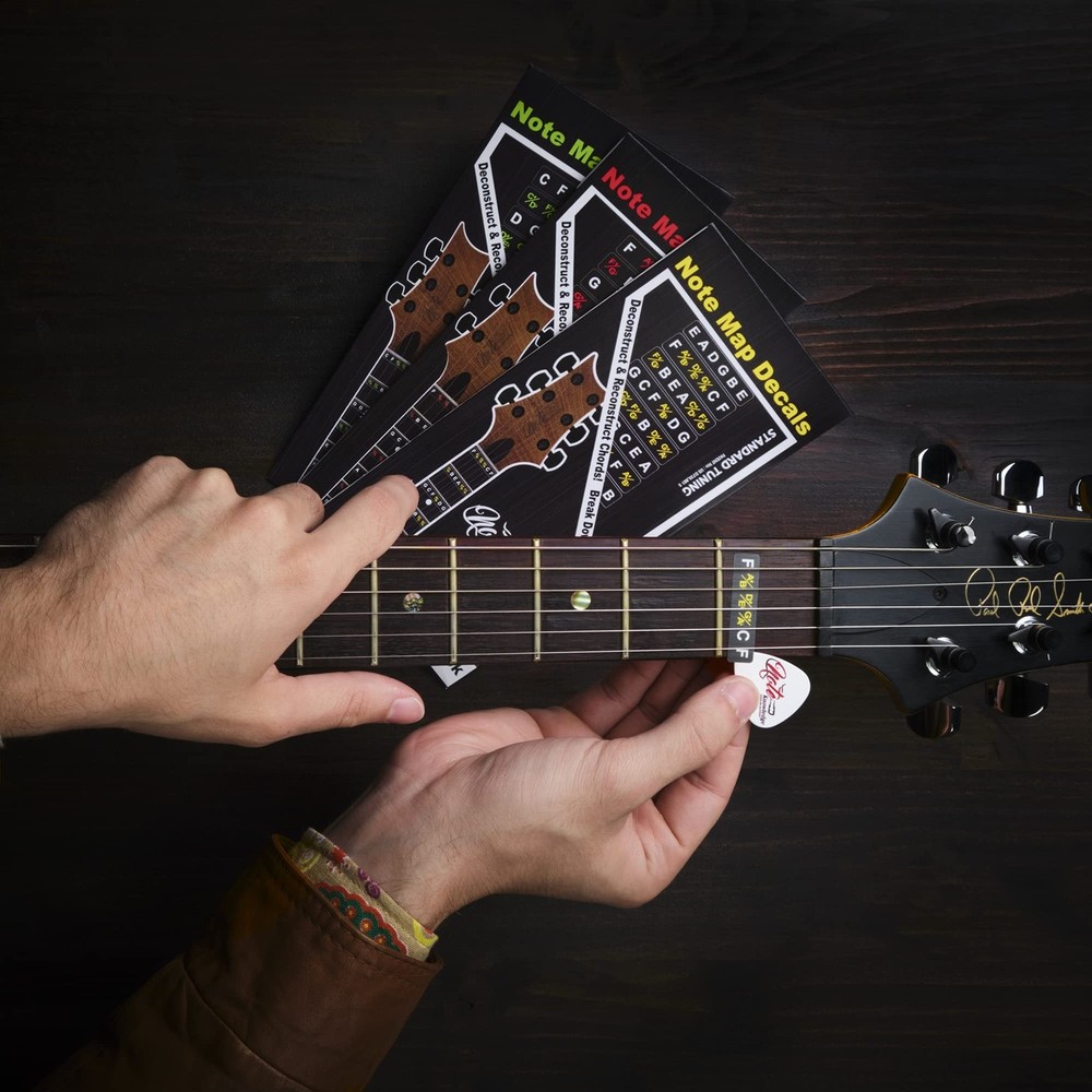 Guitar Fretboard Note Map Decals/Stickers 2-PACK for learning and Practicing ...