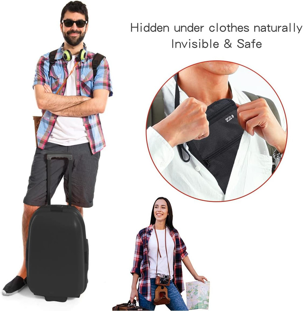 Travel Neck Wallet Neck Pouch with RFID Blocking