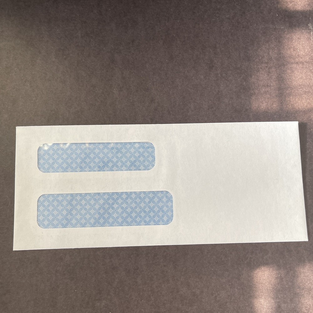 50 Business Source White Security Tint Double Window Envelope #8 Payroll A/P USA