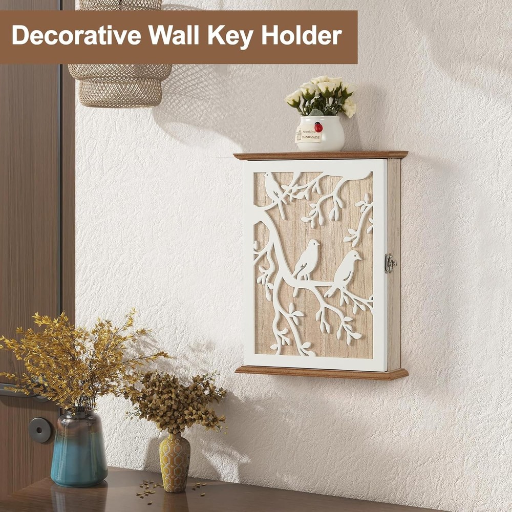 Key Holder for Wall Mount, Hooks Hanging Rack white