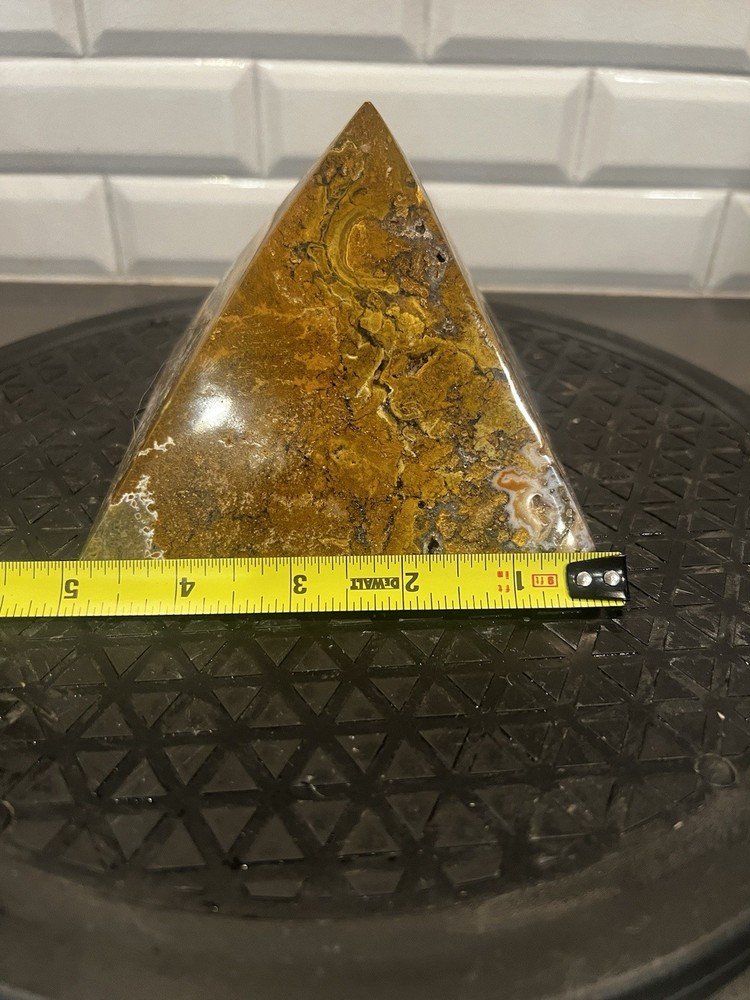 Gorgeous Agate Pyramid With Moss. Heavy Solid Crystal!