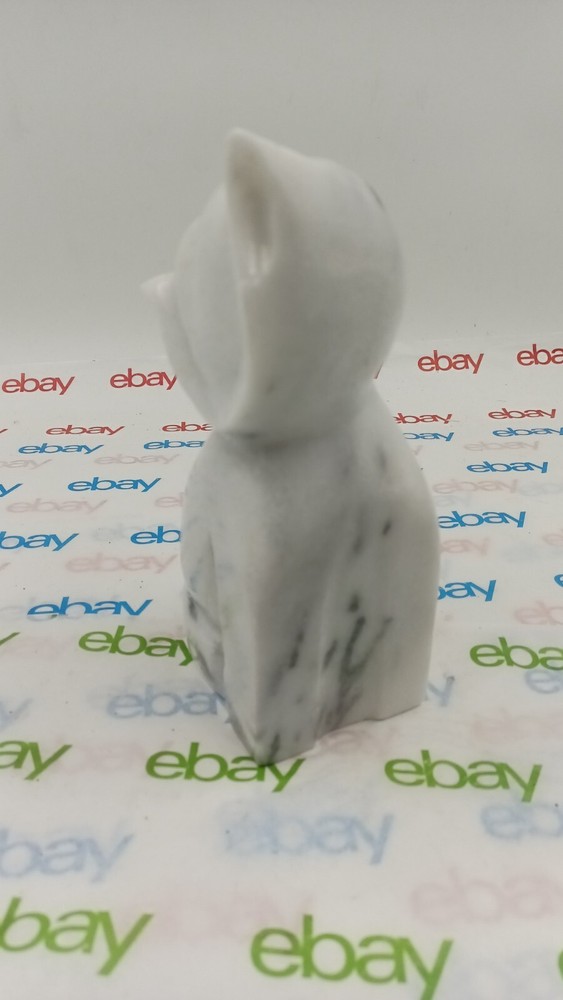 WHITE CAT BOOKEND MARBLE FROM DANBY VERMONT