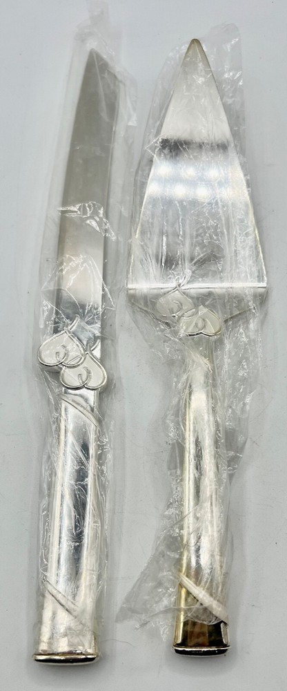 2 Piece-Lenox True Love Silver Plated Cake Serving Set Cake Server & Knife