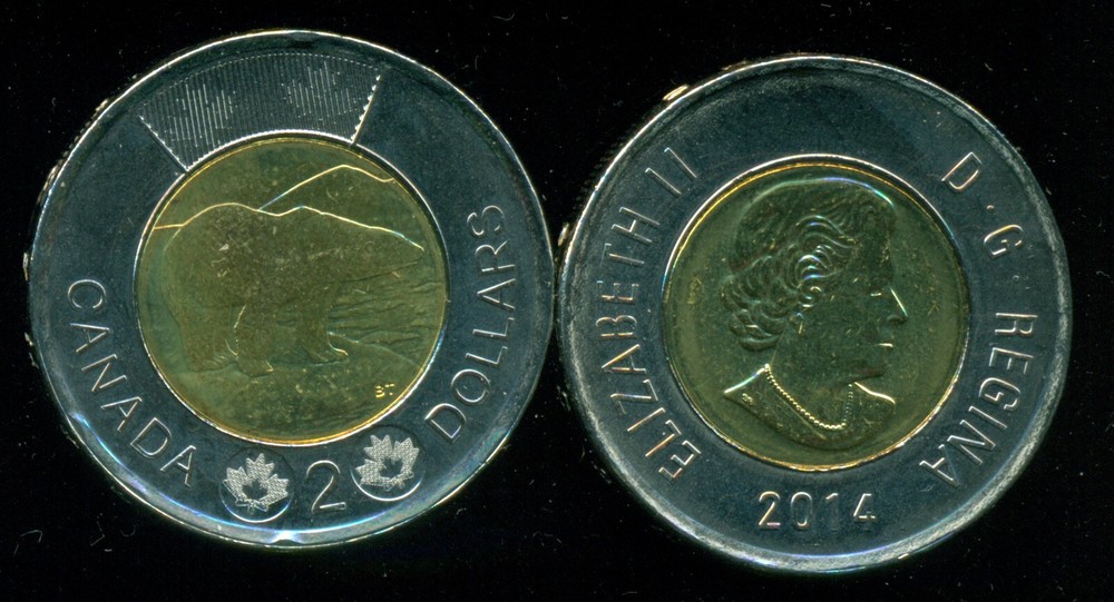 Canada 2014 $2 Toonie - Fresh from a mint roll