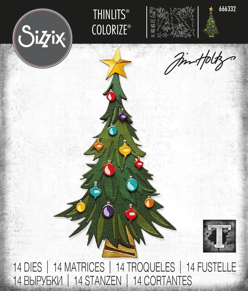 Tim Holtz "COLORIZE: TRIM A TREE" Sizzix Thinlits Cutting Dies Holiday 2023