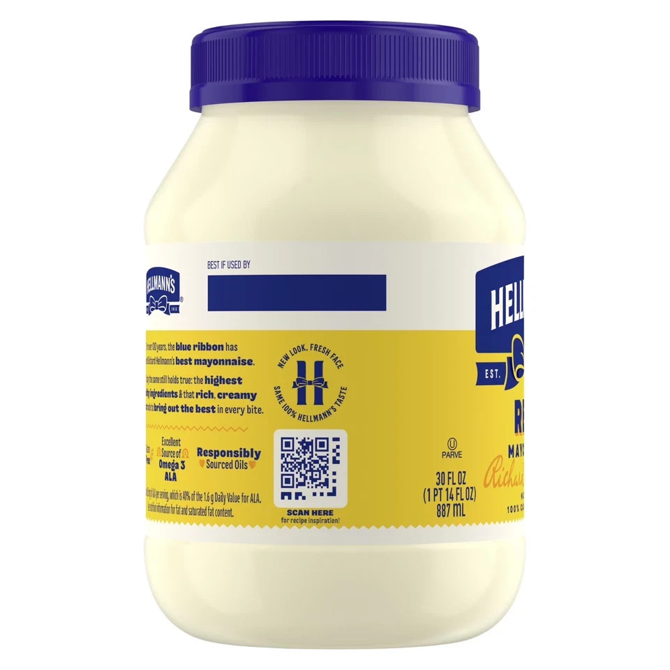 Hellmann's Real Mayonnaise, Deviled Egg Sandwich Spread Condiments, 30 Fl oz Jar