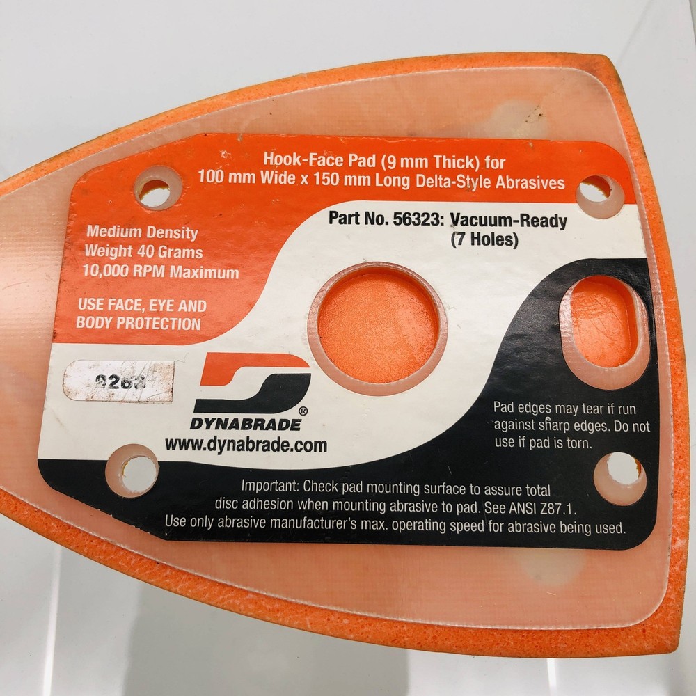 Dynabrade 56323 Backing Pad Triangular Hook Face 9mm Thick 100mm W x 150mm L