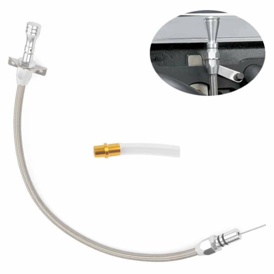 4L80E Chrome Stainless Transmission Dipstick Firewall Mount for GM Chevy