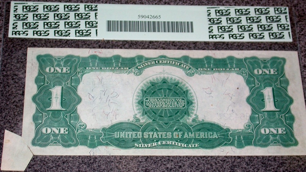 1899 ERROR PCGS AU 55 Butterfly $1 Black Eagle Silver Certificate Currency Note