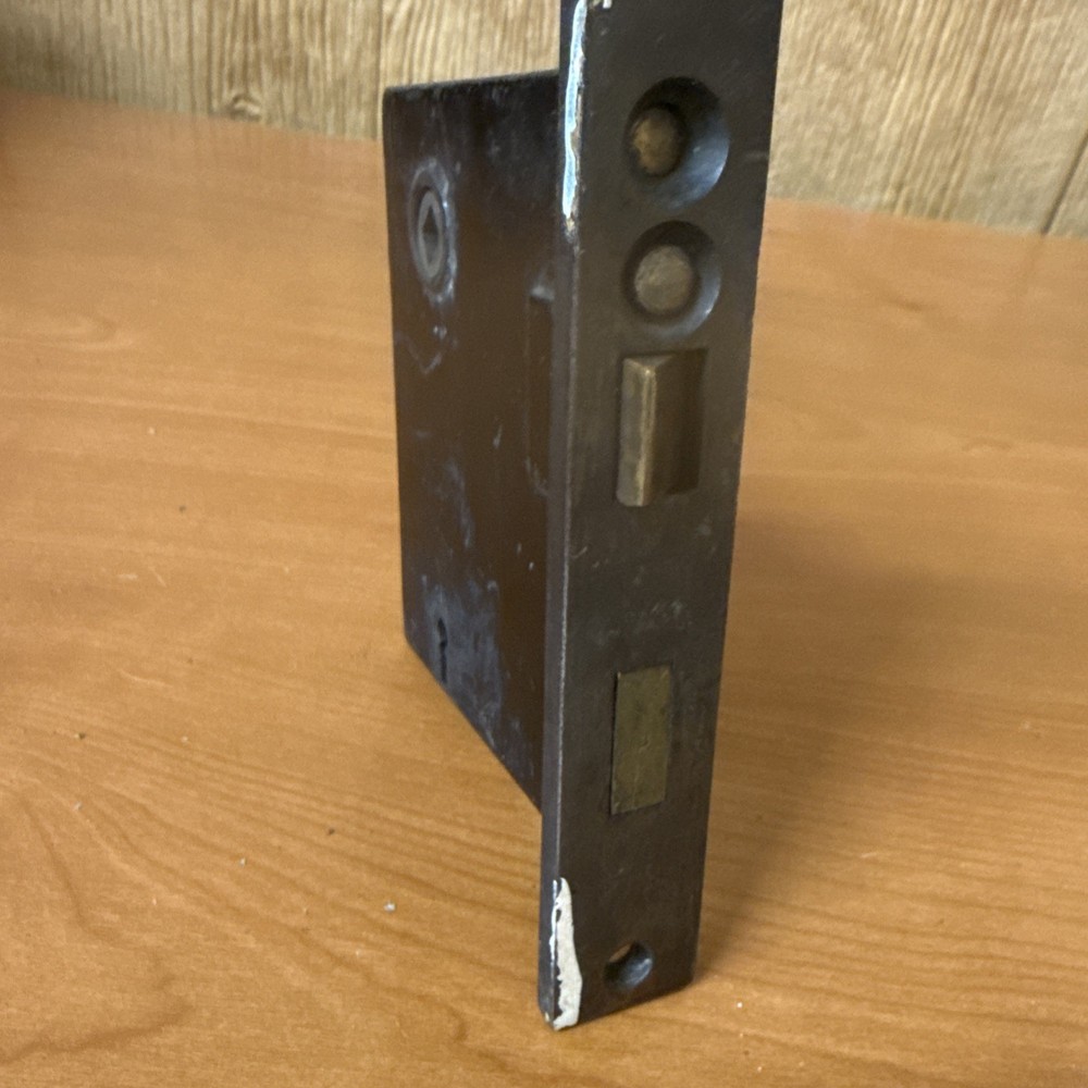 Vintage Mortise Door Lock with Latch, Dead Bolt & Solid Brass Faceplate