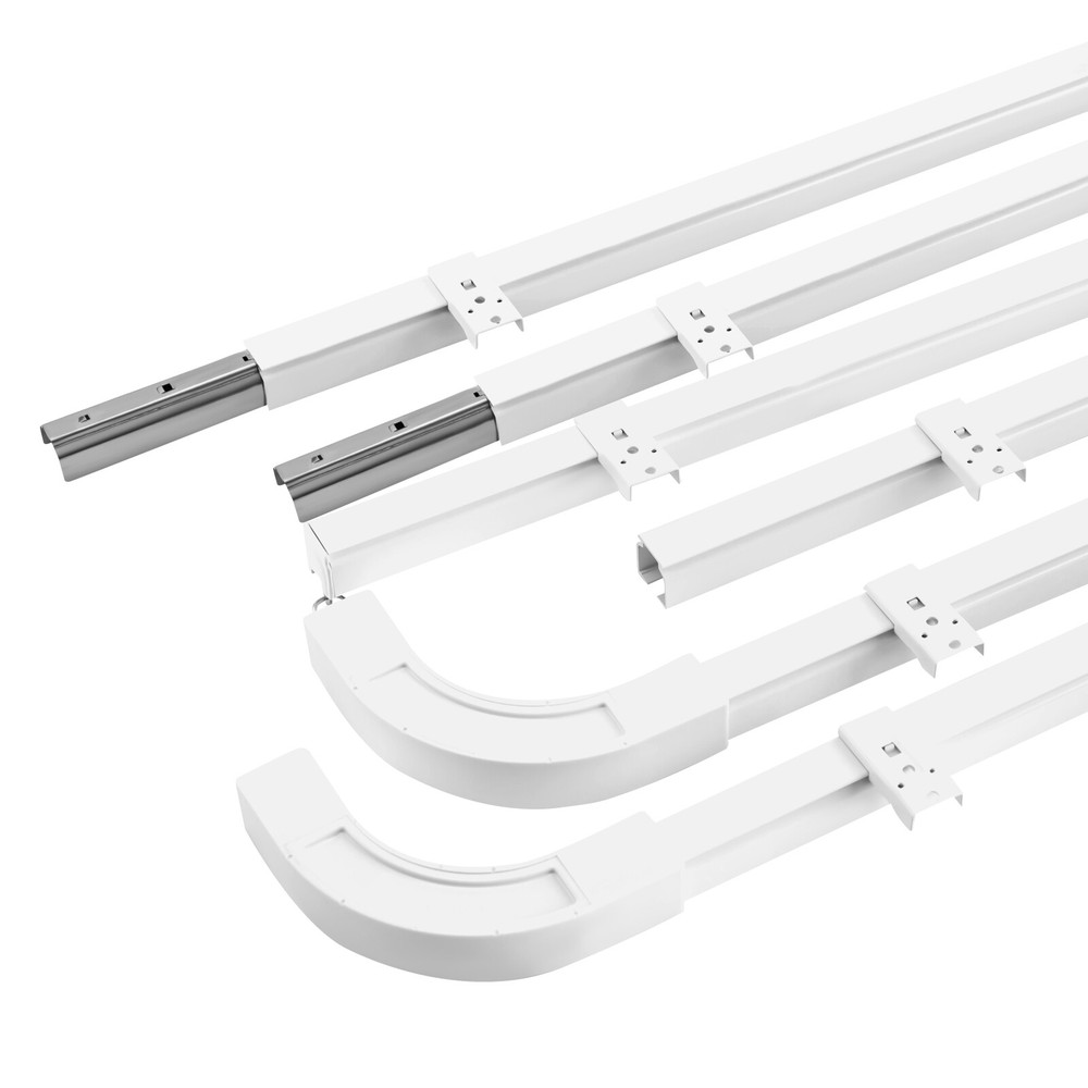12ft-18ft Ceiling Curtain Track Set Ceiling Mount Room Divider Rail with Hooks