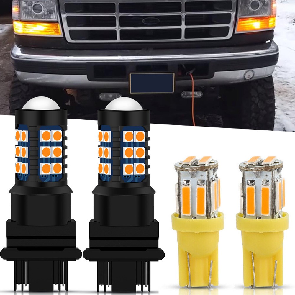 Amber Turn Signal Light + Indicator LED Bulbs For 1992-1996 Ford F150 F350 F250