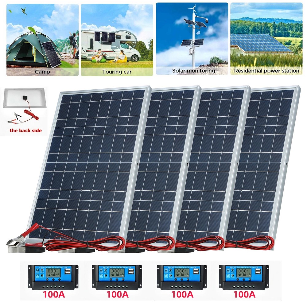 30W Solar Panel Trickle Charger 12V Solar Battery 100A W/ Controller Maintainer