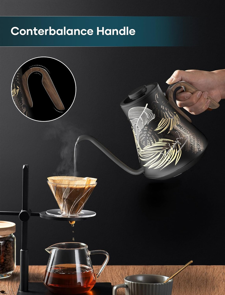 Electric Kettle, Gooseneck Electric Kettle, ±1℉ Precise Temperature Control, Sta