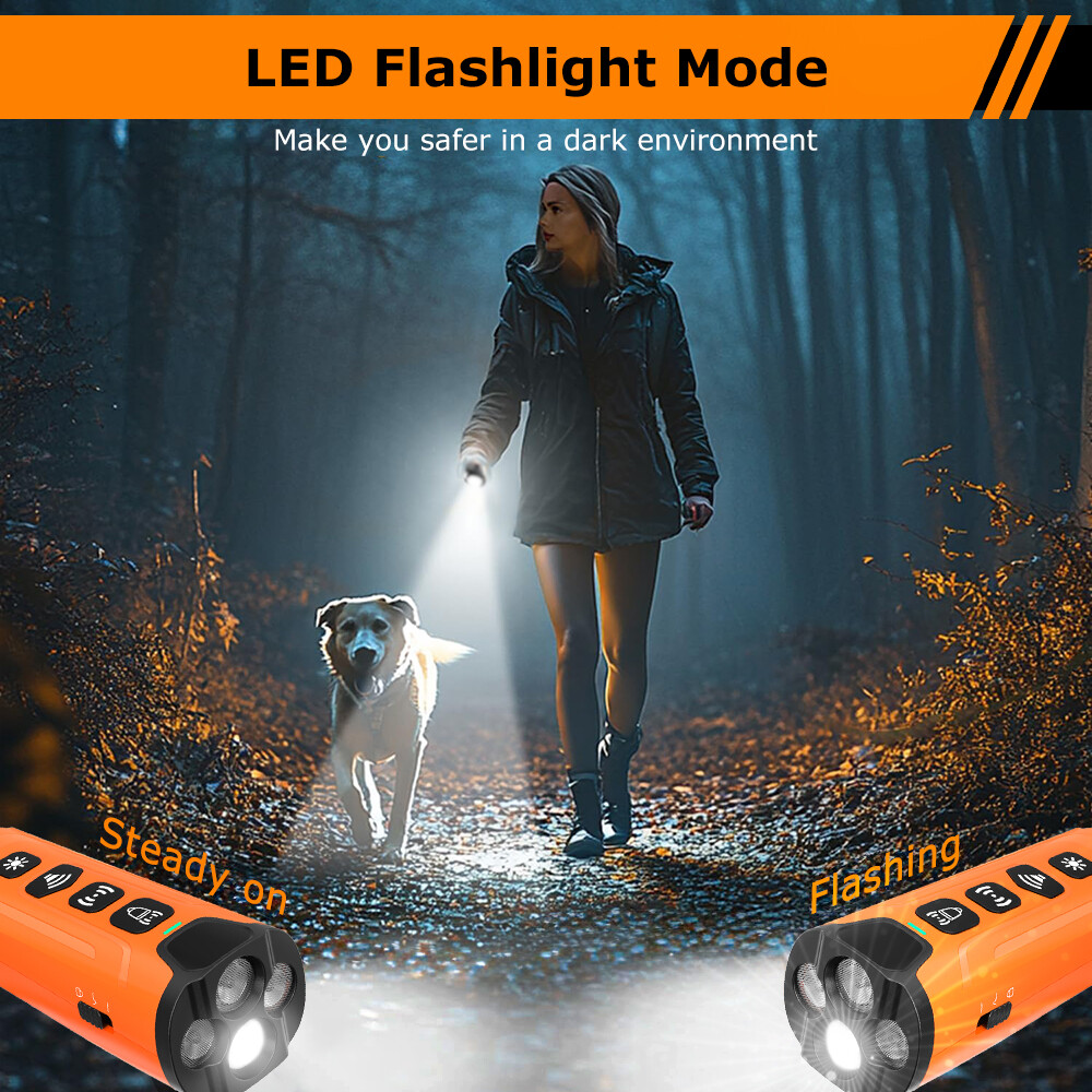 Dog Anti-Barking Deterrent Device Repeller Ultrasonic Bark Train w/ Flashlight