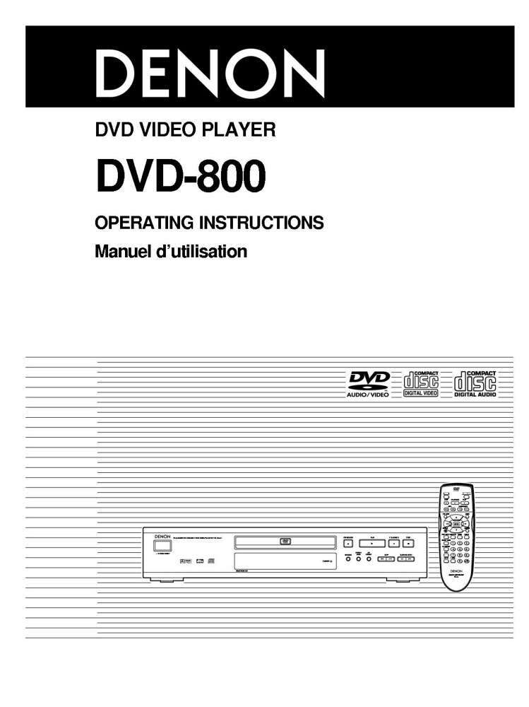 Denon DVD-800 DVD Player Owners Manual
