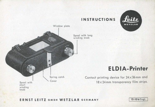 Leitz Eldia Printer Instruction Manual Original 1963