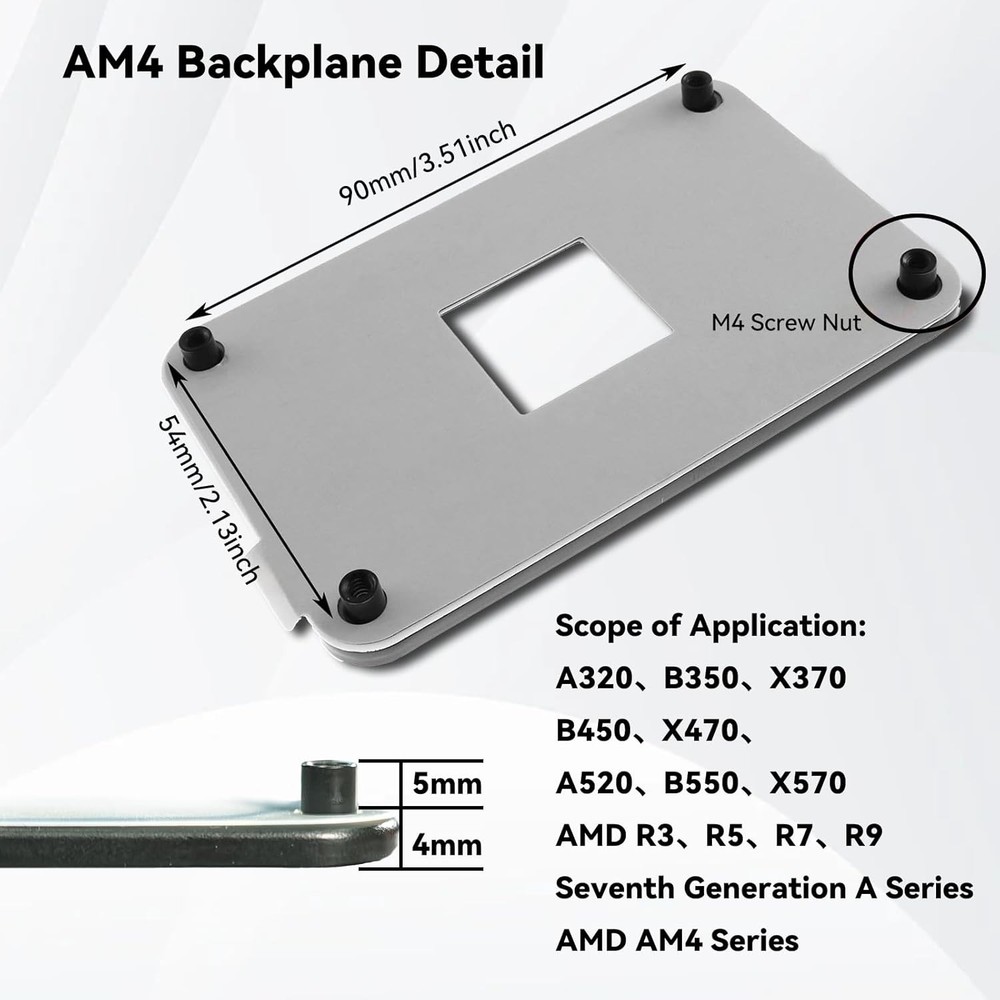 AM4 Backplate & Bracket, Heavy-Duty Durable CPU Heatsink Mounting Solution for A