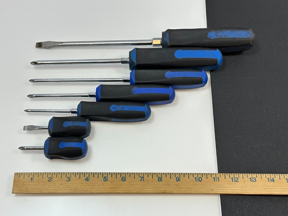 Cornwell Tools 7pc Classic Square Blue Soft Grip Screwdriver Set Phillips & Flat