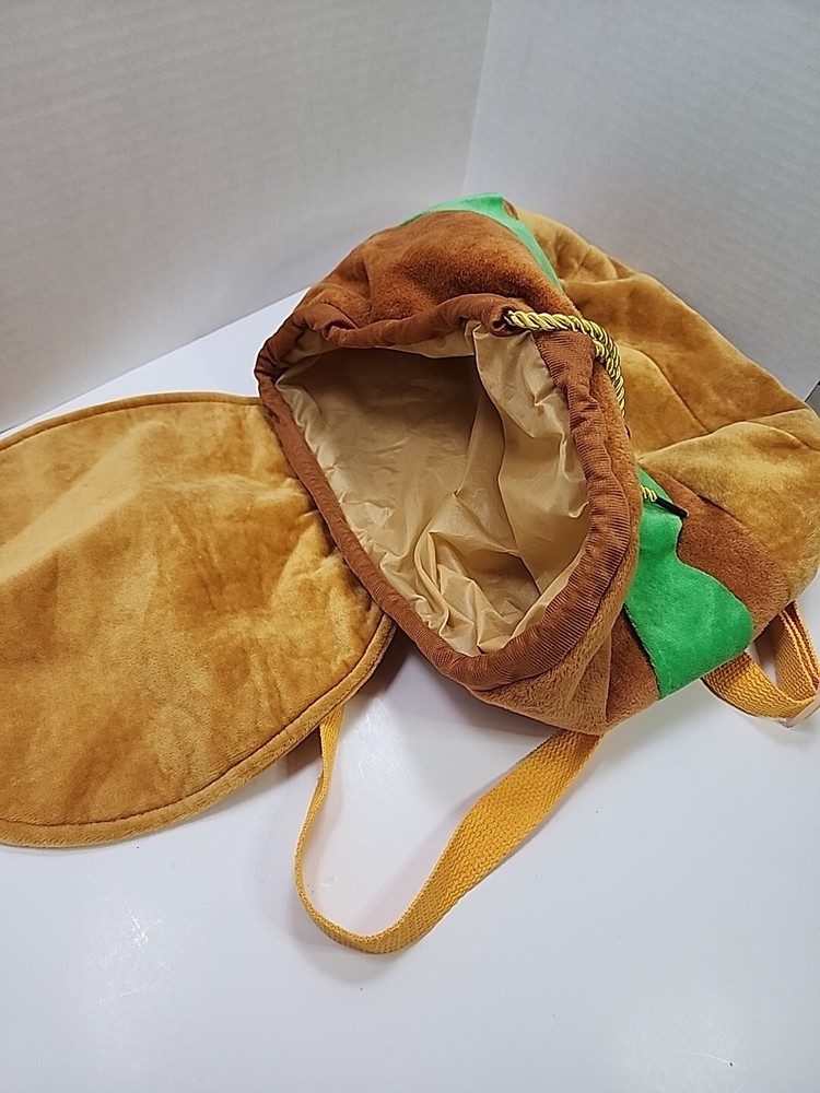 Burger Bag School Book Plush Shoulder Backpack Lined Adjustable Straps