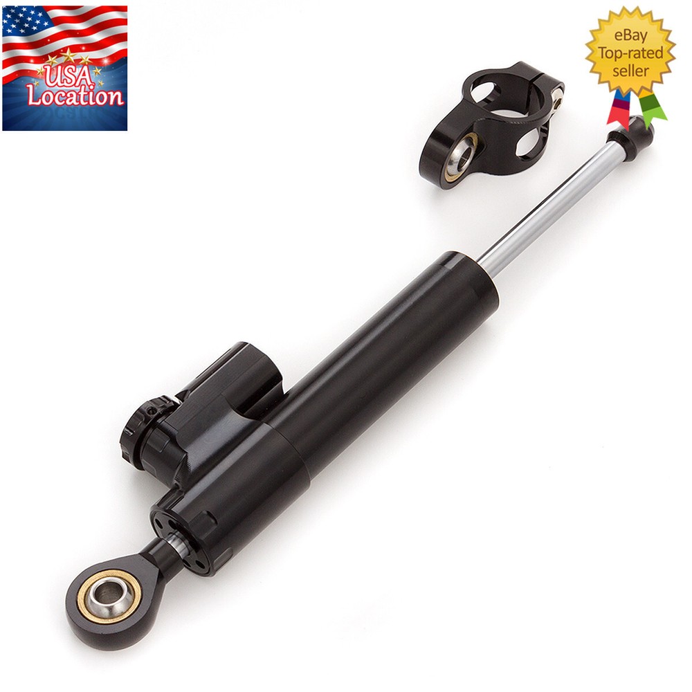 Universal CNC Steering Damper Stabilizer Linear Reversed Shock Absorber Black