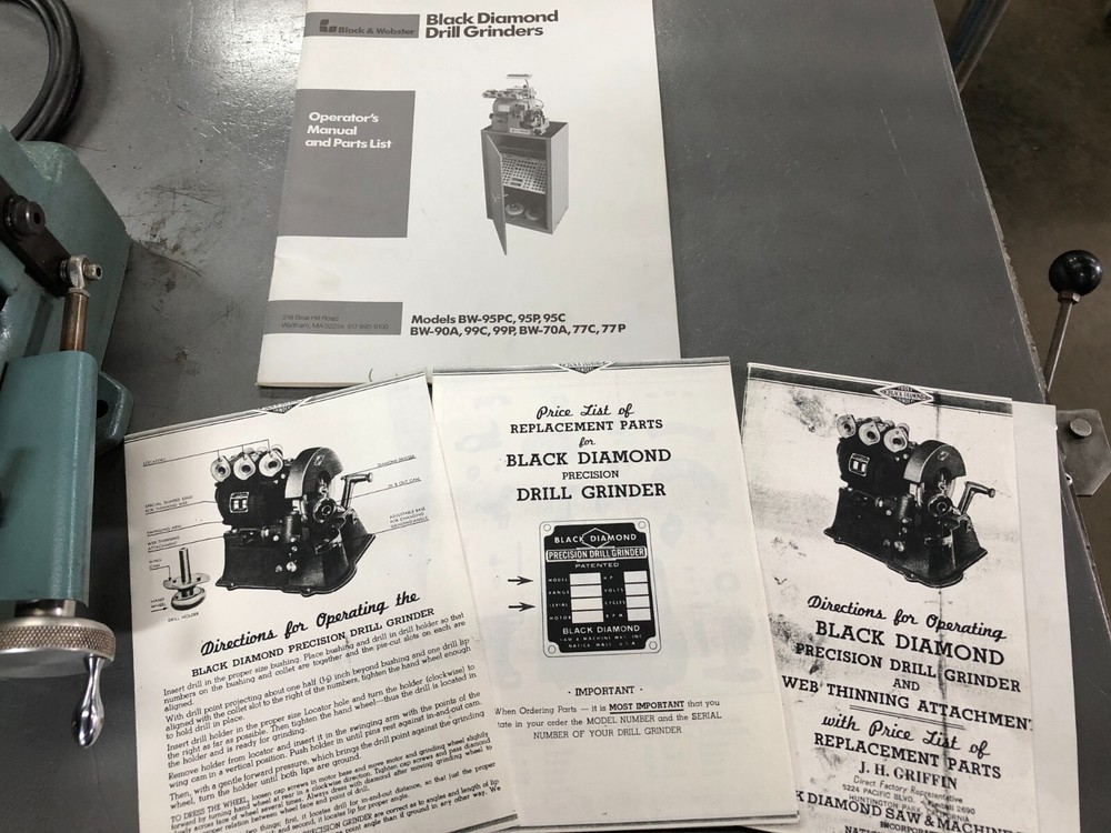 Black & Webster Black Diamond Drill Grinder/Sharpener with Collets