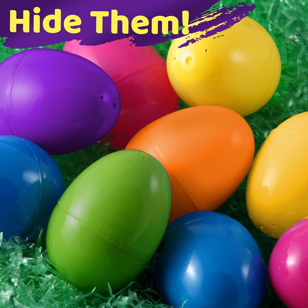 25 Pack Plastic Easter Eggs 3.2” Large Fillable Multicolor for Egg Hunt Party